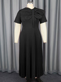Fongt Elegant Waist-To-Threate Dress Rose-Red Large Bow Elegant Evening Dress Plus