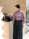 Fongt Xixi 2025 Autumn New White Standard Long Sleeve High-Neck Knitted Top Sweater Women 89612