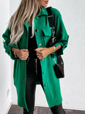 # Autumn And Winter New Pull Sleeve Button Decoration In The Long Shirt Coat-Outfit