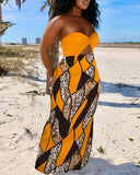 New Fashionable Sexy Bare-Breasted Printed Dress-Outfit