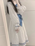 Dresses Women Sailor Collar Kawaii Clothes Girlish Preppy Design Sweet Japanese Stylish Panelled Personal Gentle