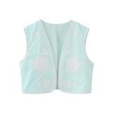 Summer Women's Wear Urban Leisure Vest Embroidered Cardigan 6895028-Outfit