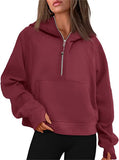 Fongt Autumn And Winter New Fashion Leisure Sports Half Zipper Hooded Short Plus Velvet Wear