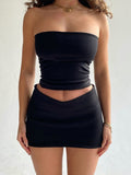 Tube Matching Sets Strapless Low Cut Backless Croset Top And Mini Skirt Sets Summer Fashion Street Slim Two Pieces