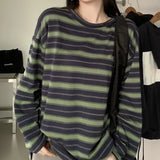 Vintage Striped Oversized Long Sleeve Tee-Outfit