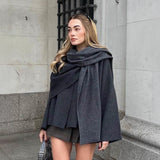 Fongt Short-Sleeved Scarf Short Knitted Coat ZA Fashion Temperament Autumn And Winter Women's New