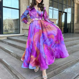 Fongt Spring And Summer New Printing Screen Dress Commuter Large Size Women's