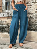 Plus Size 4XL 5XL Women's Solid Baggy Pants Big Pocket Elastic Waist Casual Haren Pants Lantern Trousers Oversize