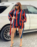 Print Two Piece Set Women Tracksuit Summer Clothes African Dresses for Women Casual Party Shirt Tops Shorts Pants Suits Outfits 1028-0-Outfit