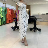 Fongt Fashion Solid Color Collar Lace Sleeves Sexy Long Dress In Autumn 2025
