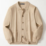 Fongt Men's Spring And Autumn High Density Knitted Shirt T-Shirt T-Shirt Collar Long Sleeve Sweater Jacket