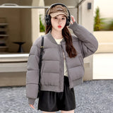 Korean Version Of The New Baseball Uniform Down Cotton Uniform Collar Short Women Winter Thick Small Loose Coat Padded Clothes-Outfit
