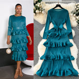Fongt Banquet Dress High-End Light Luxury Niche Leaf-Side Cake Dress Heavy Industry Folds Long Dress