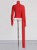 Perspective Mesh Yarn Long-Sleeved Top 2025 Summer New Solid Color High-Necked Ribbon Fashion Design High-Sense Shirt