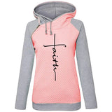 Winter Patchwork Hoodies Sweatshirts Women Faith Cross Embroidered Long Sleeve Sweatshirts Female Warm Pullover