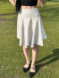 Fongt Temperament Light Ripe Wind Folds Thin Wave Point Bump Color Double Mesh Splicing Medium Long A-Word Half-Body Skirt New