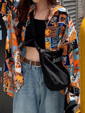 Vintage Mixed Print Long Sleeve Blouse-Outfit