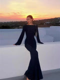 Dress Woman Elegant Beach Sunscreen Dress Party 2025 Summer Long Sleeve Sexy Bareback Dress