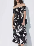 Fongt New Fashion Sexy Collar Bubble Sleeve Casual Fashion Dress Dress Dress