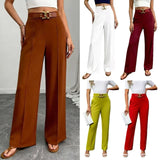 Fongt Women's Casual Fashion. Waist Wide Leg Trousers Thin Loose Trousers