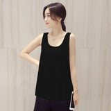 Korean Fashion Blouses Women White O-Neck Sleeveless Chiffon Vest Woman Tops Female Shirts 3XL Basic Solid Women