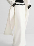 Solid Skirt Women 2023 Spring Fashion Low Rise Waist A-line Straight White Faldas Bottom Simple Elegant Slit Maxi Skirts-Outfit