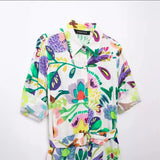 Spring Flower Printed Poplin Shirt Dress 0387064-Outfit