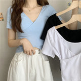 Fongt Summer New Design Cross Versatile Show Slim Short-Sleeve T-Shirt Korean Version Short Pure Color Jacket