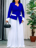 Fongt Women's 2025 Spring New Fashion Flare Sleeve Top Pressed Folded Leg Pants Set African Two-Piece