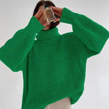 Women Ribbed Sweater Loose Turtleneck Casual Fashion Female Pullover 2022 Autumn Winter Long Sleeve Lady