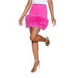 Elegant Party Mini Skirt Solid Color High Waist Feathers Hem Bodycon Skirt Office Lady Fashion Slimming Bottoms