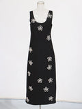 Famous Style Temperament Dress Woman 2025 Summer New Fashion Diamond Flower Design Slings Long