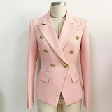 QUALITY 2023 New Fashion Designer Blazer Women's Slim Fitting Metal Lion Buttons Double Breasted Blazer Jacket Baby