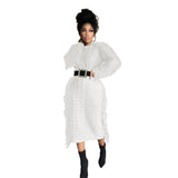 Fongt New Women's Long Tassel Edge Wool Dress-Outfit