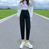 Fongt Jeans, Tall Waist, Loose, Straight Tube Fall 2024 New Dad Radish Pants-Outfit