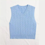 Fongt Sweaters Women's Knitted Vest Jumper V-Neck Vest Sweater Sleeveless Top