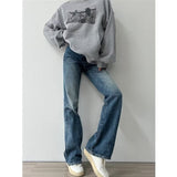 Versatile Vintage Blue High Waist Flare Slim Jeans-Outfit