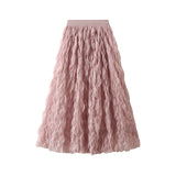 Fongt Folded Half-Dress Girl Spring 2025 New High-Rise Thin Long A-Word Large Swing Dress 0888