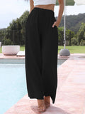 Cotton And Linen Drawstring Casual Trousers