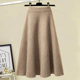 Winter Warm Knitted Two Pieces Sets For Women Long Sleeve Print Sweater And High Waist Knitting Skirts Set Womens