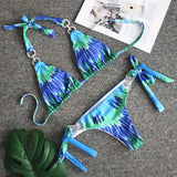Fongt New Swimsuit Sexy Crystal Diamond Solid Color Strap Bikini Beach Vacation Swimsuit