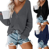 Fongt New Ladies Cardigan Hoodie Hoodie Zipper Broken Hole Irregular Loose Sweater Women's