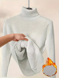 Fongt Thicken High-Neck Sweater Temperament Inside To Keep Warm Jacket Knitting