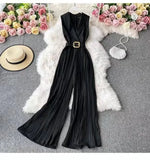 Fongt Retro Waist Thin Temperament Professional Women's Suit Collar Trousers Fashion Trousers Wide Leg Trousers