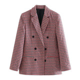 New Five-Color Casual Loose Thousand Bird Checkered Suit Coat-Outfit