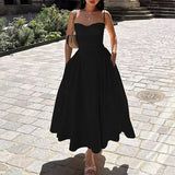 Fongt Women's French Elegant Retro Dopamine Wearing Sling Dress