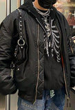 Rhinestone Skull Zipper Hoodie-Outfit