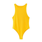 women sexy solid o neck sleeveless bodysuit big stretchy european fashion shirt playsuit