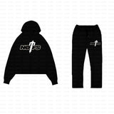 Tide Brand NOFS Printing Sports Suit Retro Loose Hooded Sweater Autumn And Winter Men's And Women's Casual Trousers-Outfit