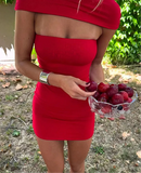Slash Neck Bodycon Mini Dress-Outfit